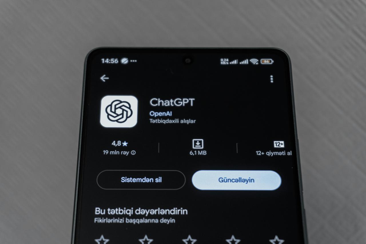 Smartphone screen displaying chatgpt app details.